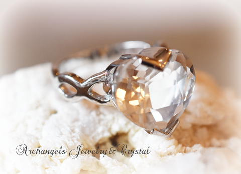 天然石 パワーストーン|クリアクォーツ　水晶　ハート型　リング　指輪　アーキエンジェルズ
