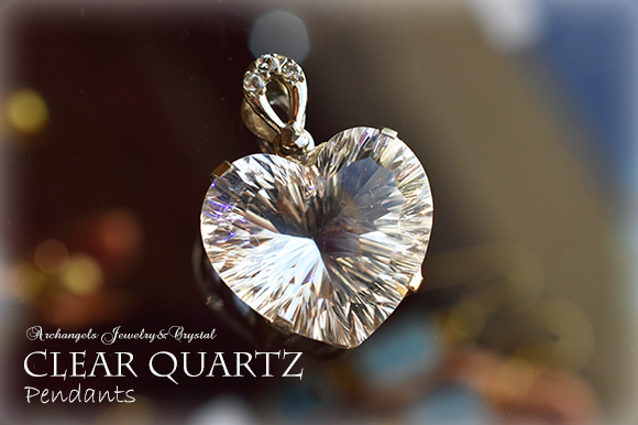 天然石 パワーストーン|クリアクォーツ 水晶 ClearQuartz ハート シルバー Silver ペンダント アーキエンジェルズ