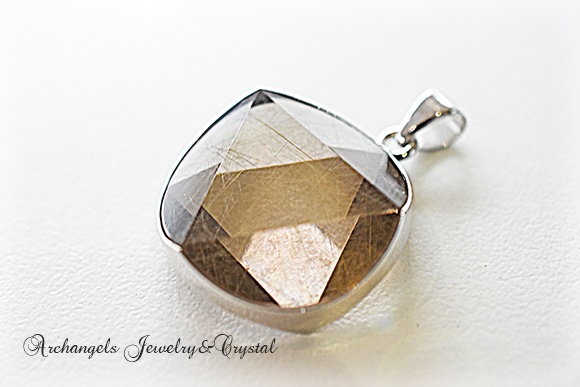 天然石 パワーストーン|ルチルクォーツ 針入り水晶 金紅石入り水晶 金運 財運 ペンダント 六芒星 デビッドスター