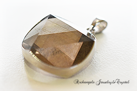 天然石 パワーストーン|ルチルクォーツ 針入り水晶 金紅石入り水晶 金運 財運 ペンダント 六芒星 デビッドスター