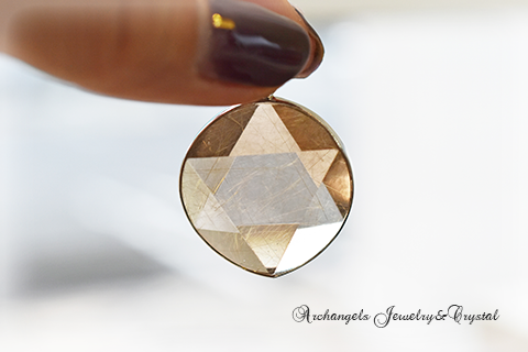 天然石 パワーストーン|ルチルクォーツ 針入り水晶 金紅石入り水晶 金運 財運 ペンダント 六芒星 デビッドスター