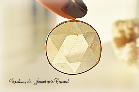 天然石 パワーストーン|ルチルクォーツ 針入り水晶 金紅石入り水晶 金運 財運 ペンダント 六芒星 デビッドスター