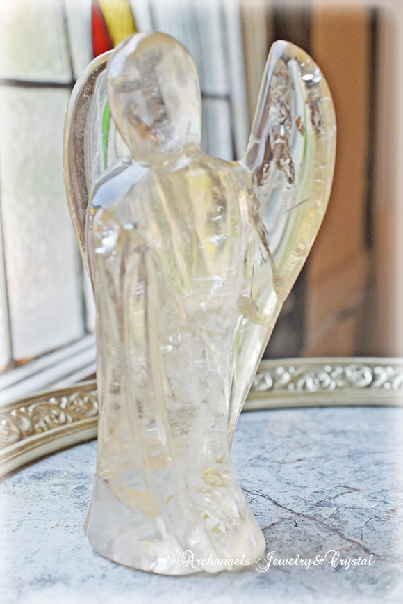天然石 パワーストーン|シトリンクォーツ　黄水晶 エンジェル 天使 カーヴィング 彫刻 オブジェ 浄化 アーキエンジェルズ