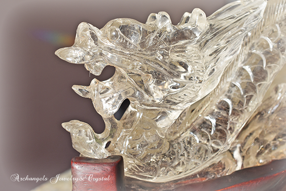 天然石 パワーストーン|ドラゴン 龍 竜 クリアクォーツ 水晶 ルチルクォーツ 針入り水晶 カーヴィング アーキエンジェルズ