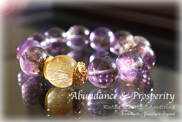 オリジナル・ブレス「Abundance ＆ Prosperity」-豊かさ/財を創り上げる- ルチルクォーツ*アメトリン