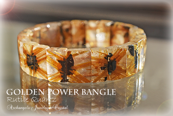 「Golden Power Bangle」-最強の力を-太陽放射ルチルクォーツ17mm・バングル