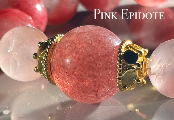 ジュエル・ブレス 「Lovebirds」ピンクエピドート*ローズクォーツ