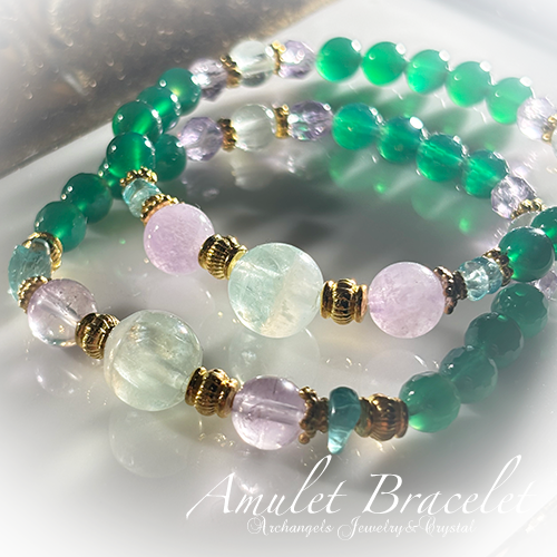 Amuletブレス「Wealth#1」フローライトシリカ*ラベンダー